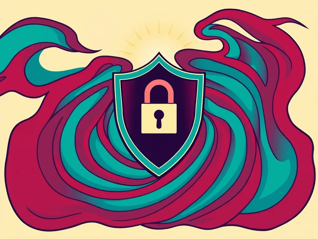 Shield with lock protecting personal data